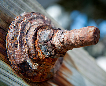 Rusted nut, bolt and washer